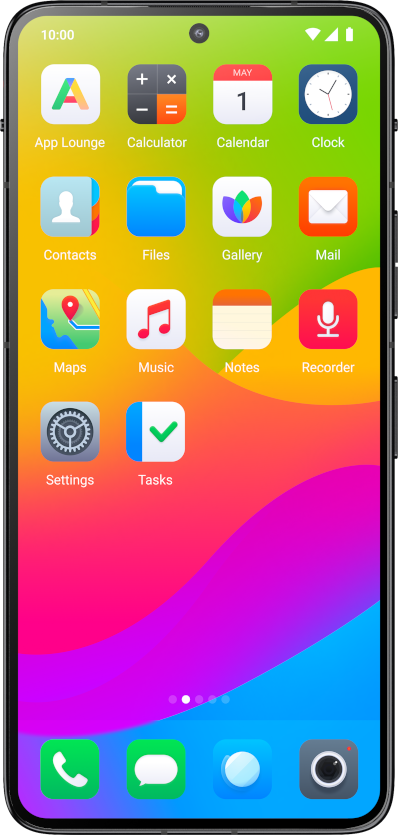 Actual /e/OS home screen on the Hiroh Phone